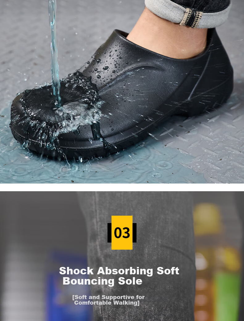 LAOGUANJIA Chef Shoes, Non-Slip, Waterproof, Oil-Resistant, Kitchen Work Anti-Slip Shoes, Lightweight, High-Elasticity, Canteen And Restaurant Work Shoes, SRC 45 5