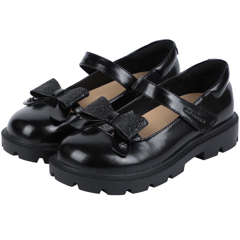 DR·KONG Leather Shoes, Spring Girls' Black Princess Formal Shoes, British Style Children's Leather Shoes, 2B16A1028AW, Black, Size 29