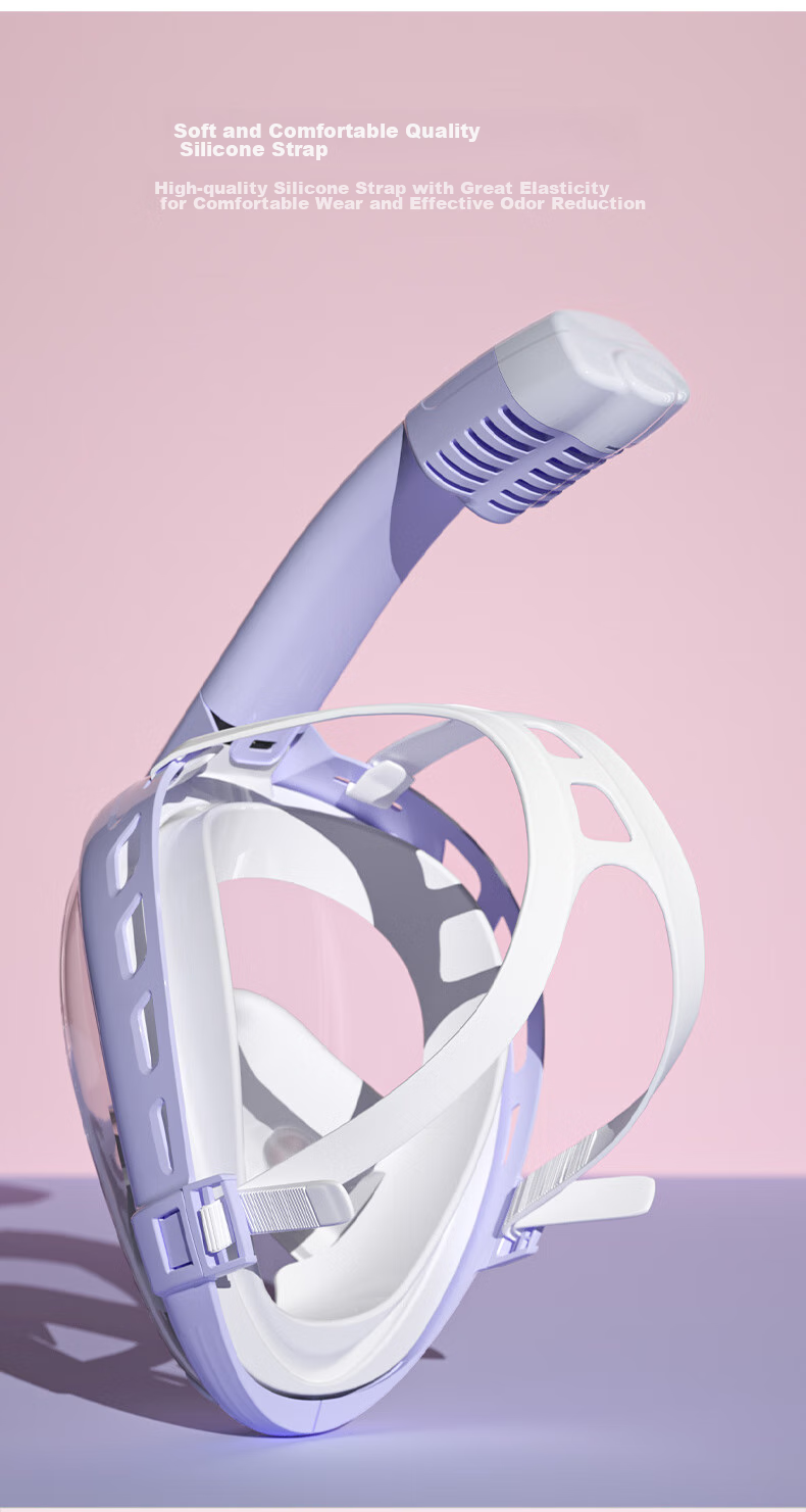 WATERTIME / Shuichuan Snorkeling Mask, Snorkeling Equipment Three-Piece Set, Diving Mask, Underwater Respirator, Soft Mist Purple, S 5