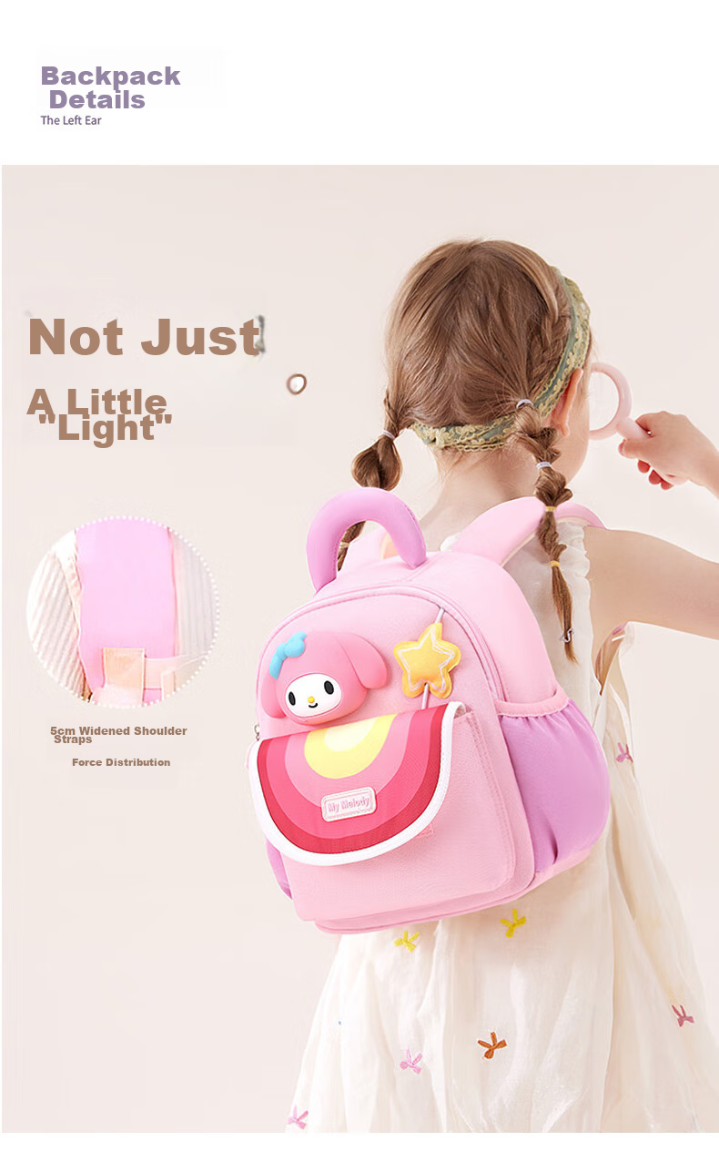 Hello Kitty Kindergarten Backpack for Girls, Preschool And Elementary School Students, Baby Outdoor Small Bag, Children's Backpack Gift T0109 Kuromi 5