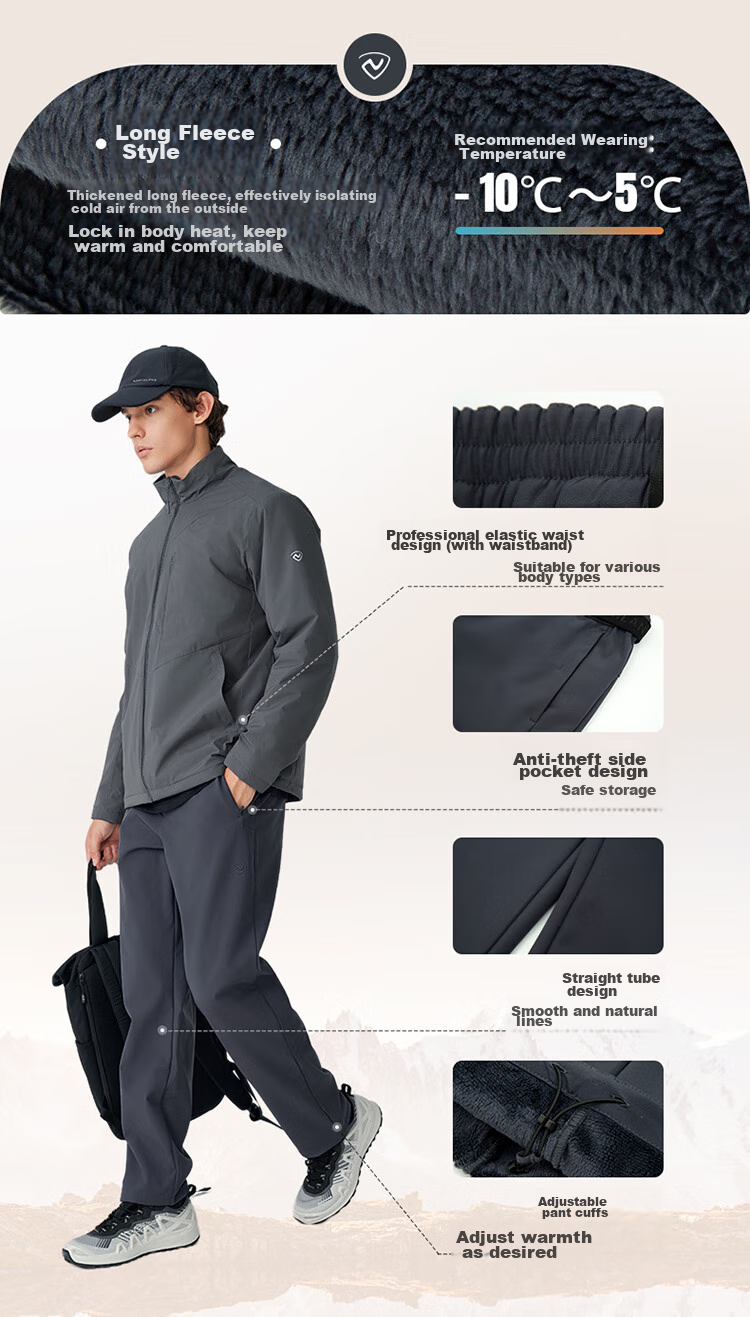 NORTHLAND [Baihulin] Men's Outdoor Windproof And Water-Resistant Fleece-Lined Snow Pants, Hiking And Mountaineering Trousers 12
