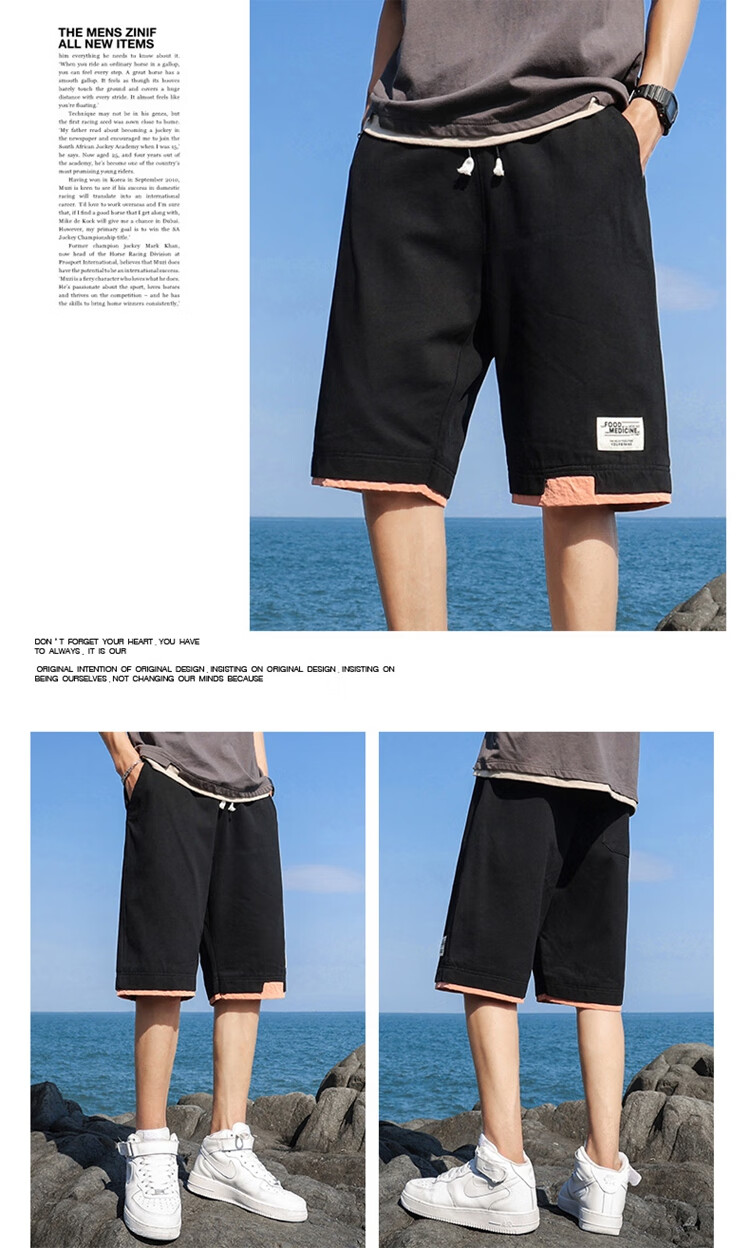 ROMON Pure Cotton Shorts, Men's Loose-Fitting Casual Sports Capri Pants, Men's Clothing, Gray 2XL 7