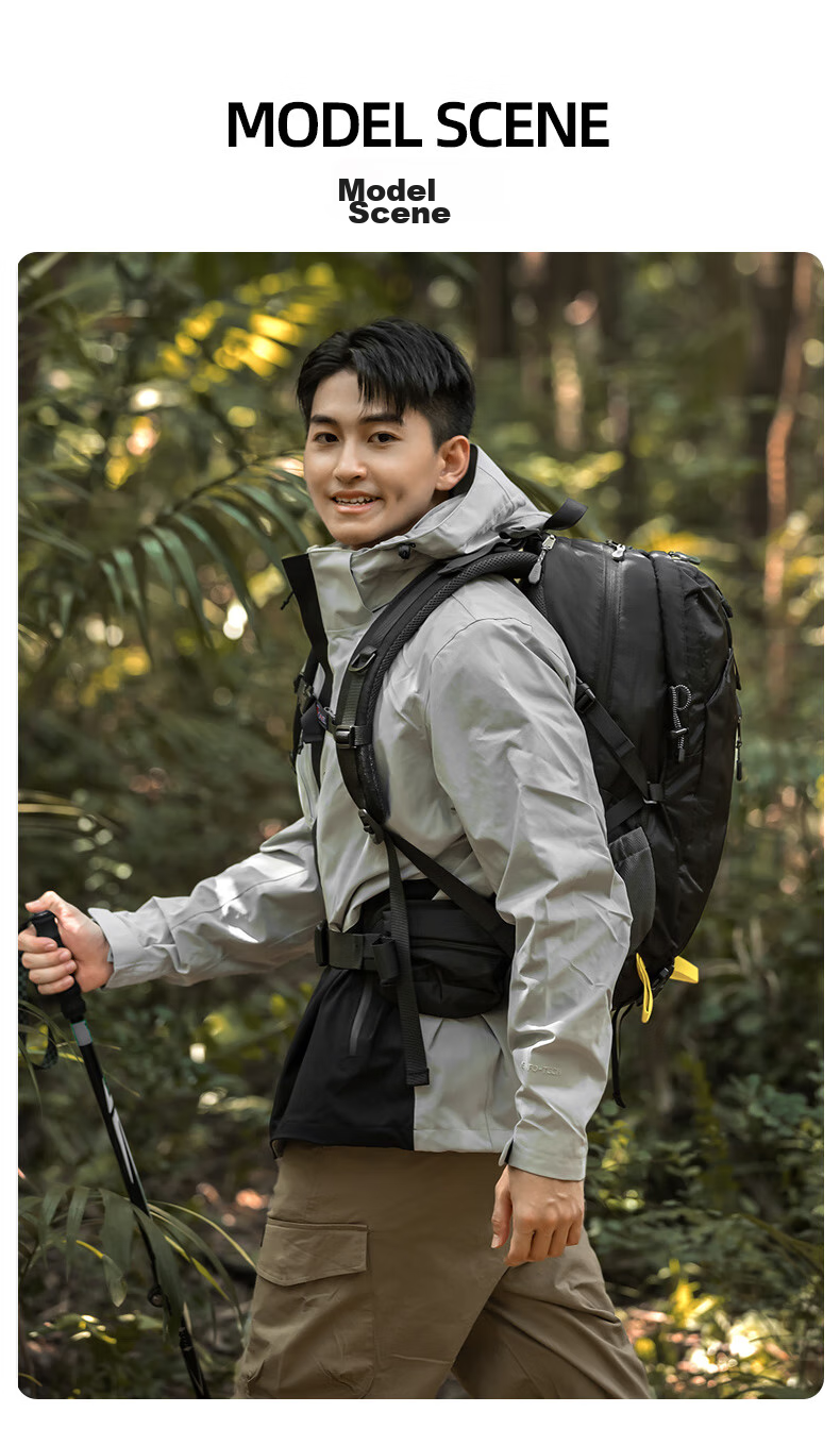 CAMEL Mountain Climbing Backpack, Outdoor Professional Backpack, Sports Backpack for Men And Women, Large Capacity, Lightweight Hiking Bag, Silver Gray 16