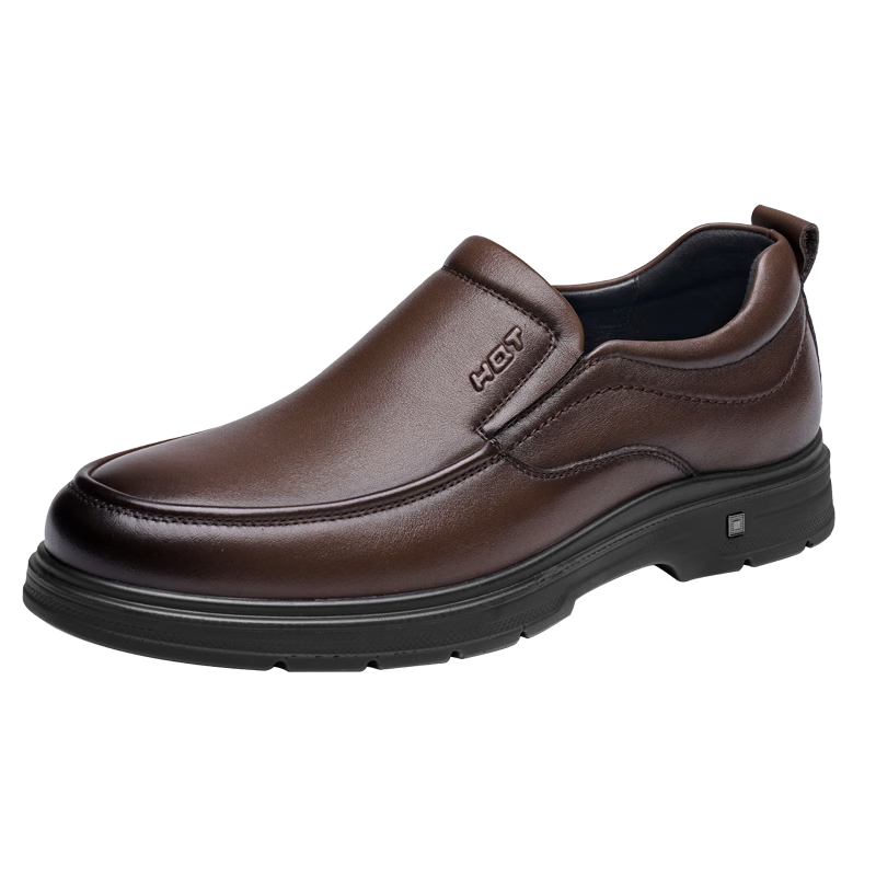 RED DRAGONFLY Genuine Leather Men's Slip-On Soft-Soled Business Casual Leather Shoes, Middle-Aged Dad Shoes, Men's Shoes WTA33107 Brown Size 40