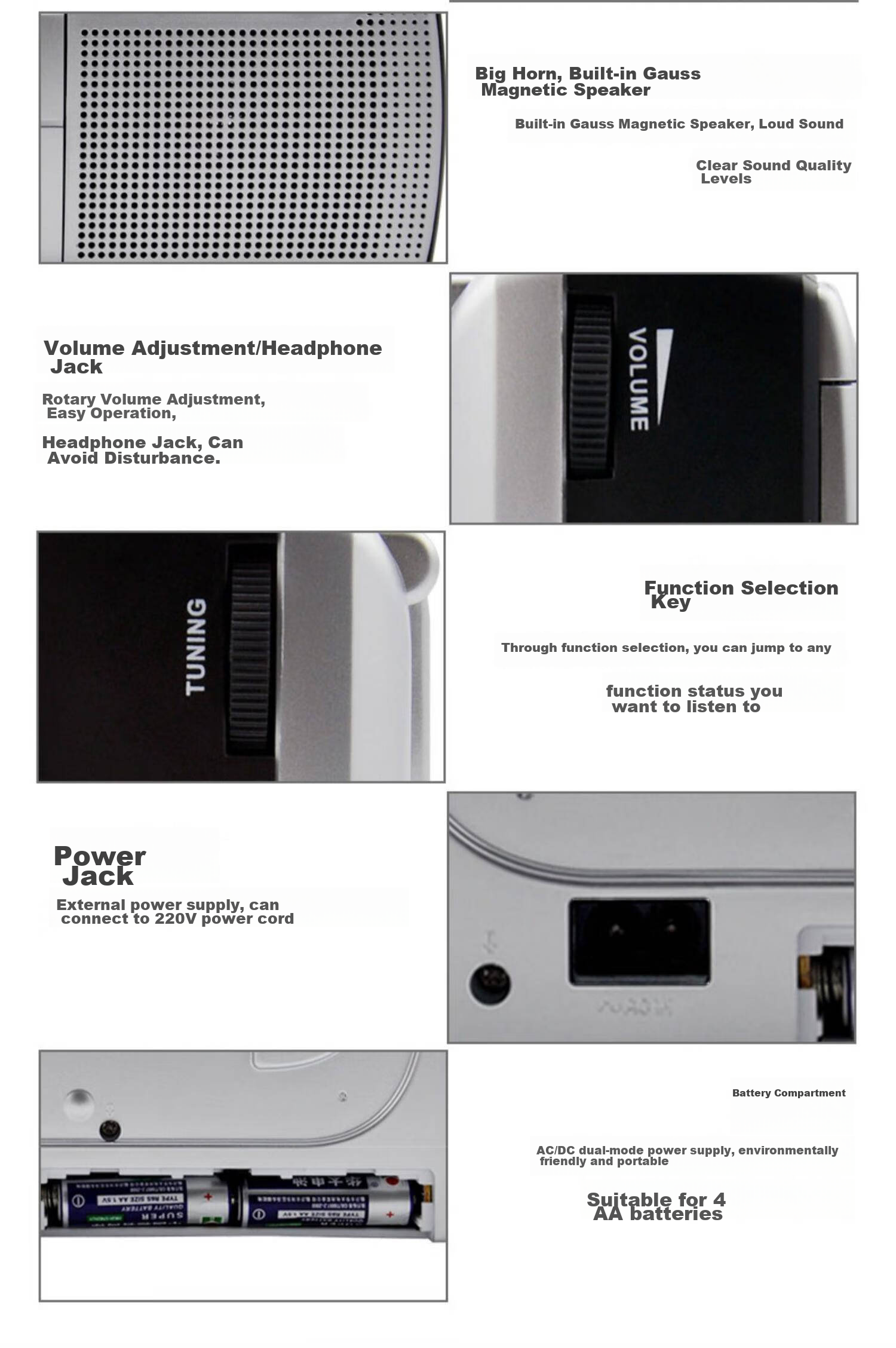 PANDA (PANDA) 6503 Portable Tape Recorder for Elderly with USB and SD Card Slots, Mini Player for Cassette Recording, English Learning for Elderly at Home, White 15