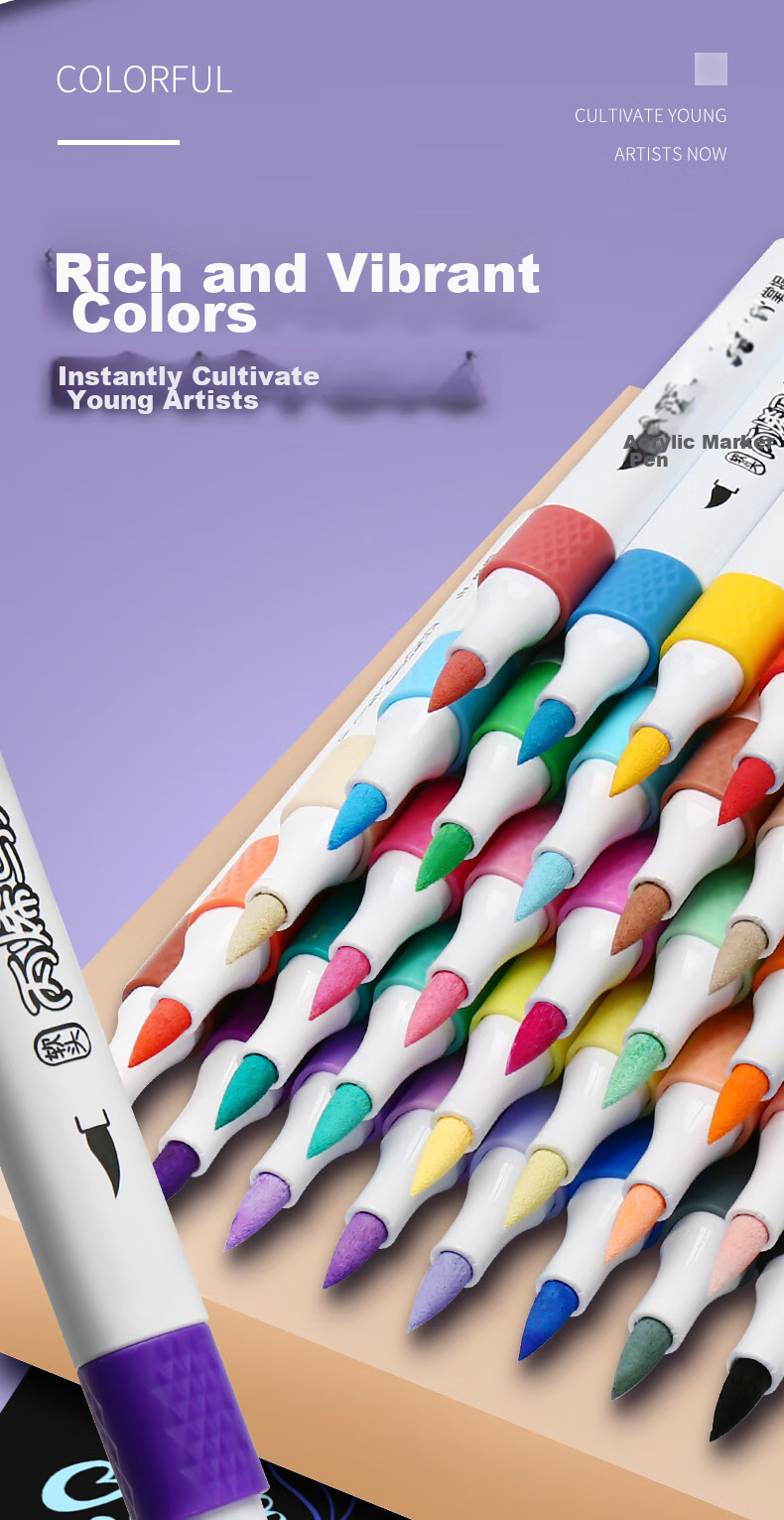 GRASP Acrylic Markers, 60 Colors, Soft Tip, Large Capacity, Stackable, Watercolor Pens, Skin-Friendly, Washable, Drawing Brushes, Children's Doodle Painting DIY, Birthday Gift for Boys And Girls 5