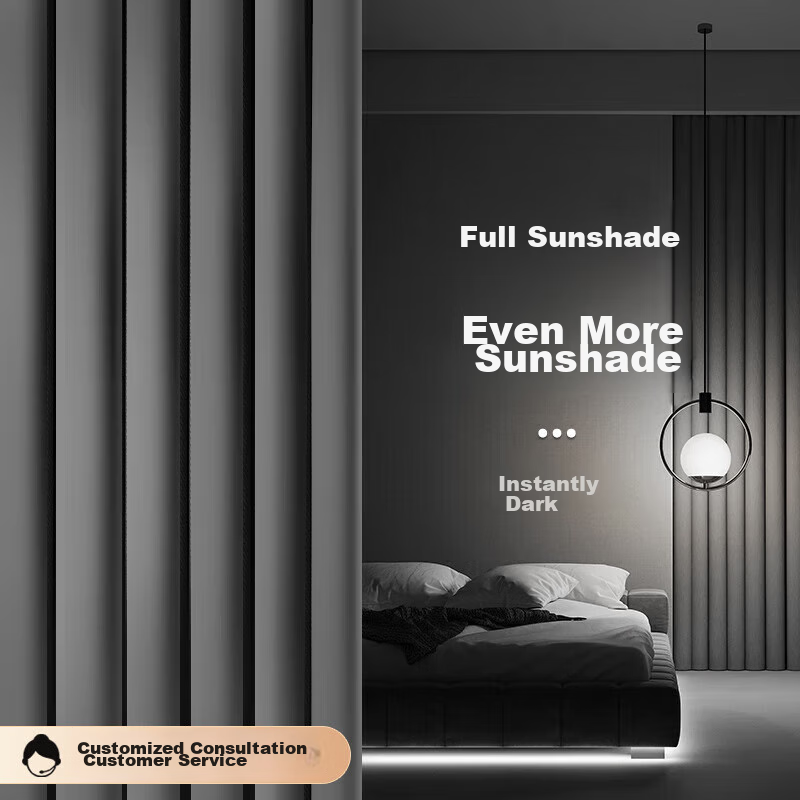 Ali Blackout Curtains, Sunshade Blinds, Ready-Made, No Drilling Required, UV Protection, Hook-Style, Soundproof Window Treatments