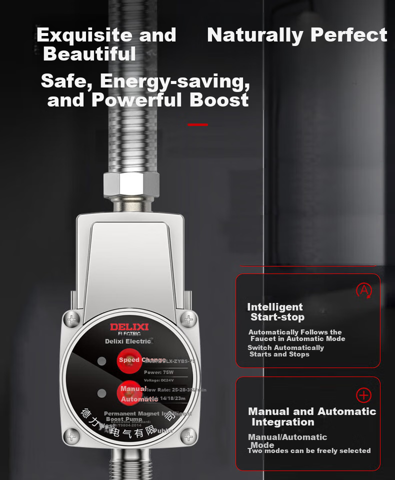 DELIXI Booster Pump, Fully Automatic Multi-Stage Adjustable, Quiet And Energy-Saving, Household Water Heater Booster, Tap Water Shower Head Pressurizing Pump 6