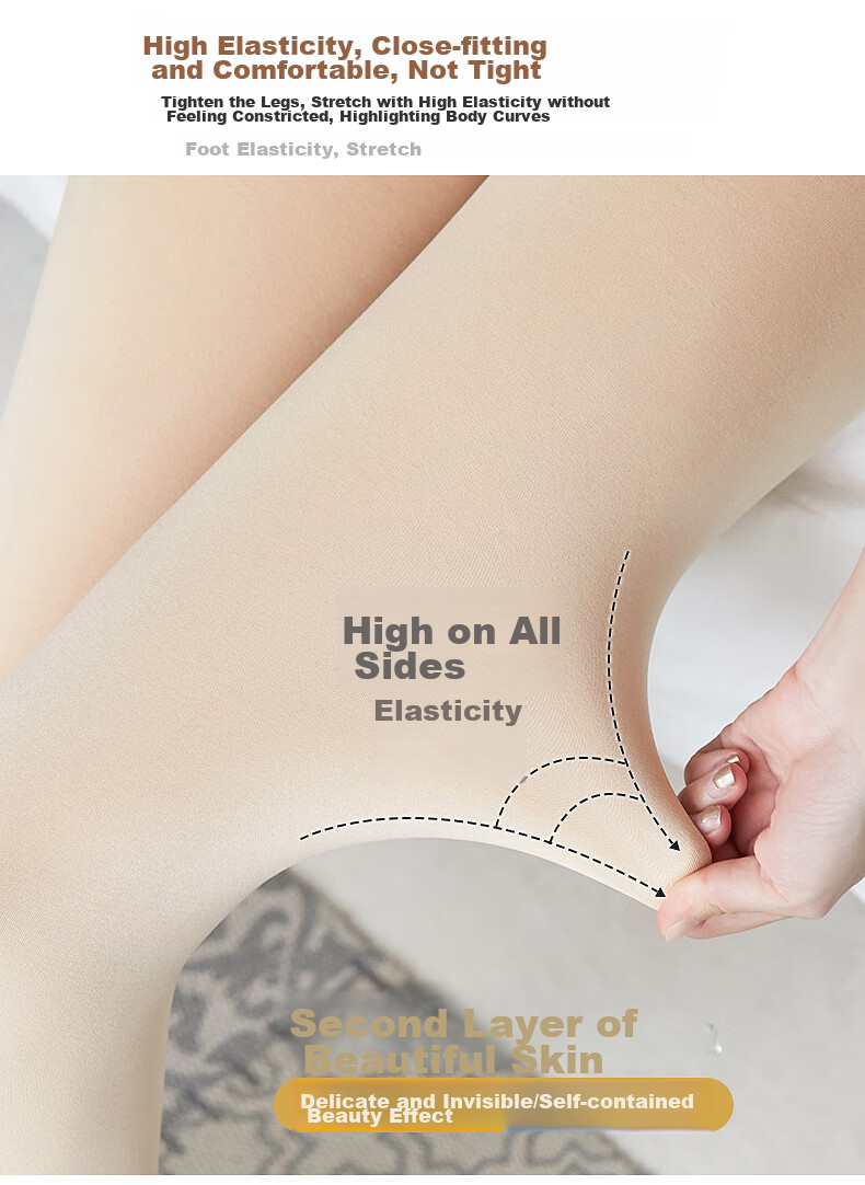 LangSha Women's Thermal Fleece-Lined Nude Tights Leggings Autumn Winter Thickened Pantyhose 10