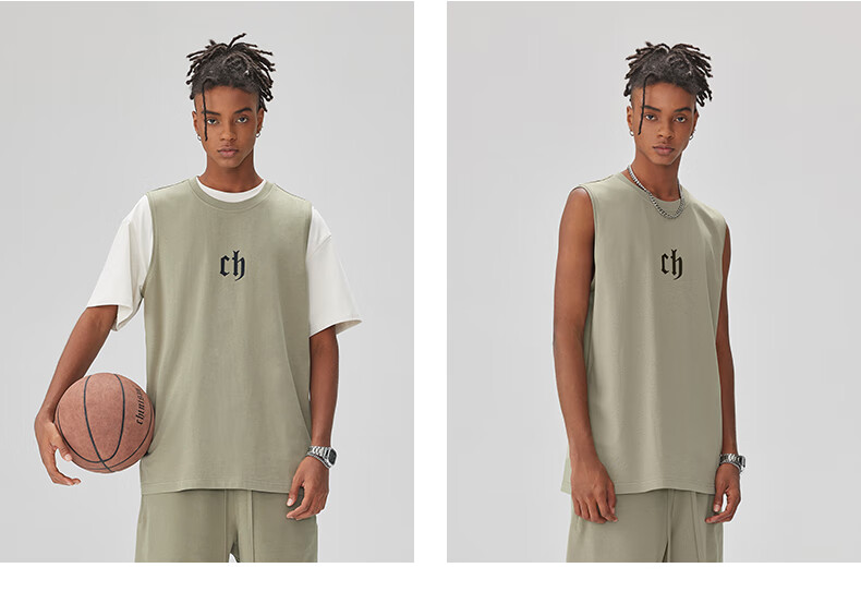 CHINISM CH Men's Vest, American-Style Pure Cotton, Casual High Street Wear, Loose-Fitting Letter Print, Breathable Sleeveless Top, CD2222T1021 16