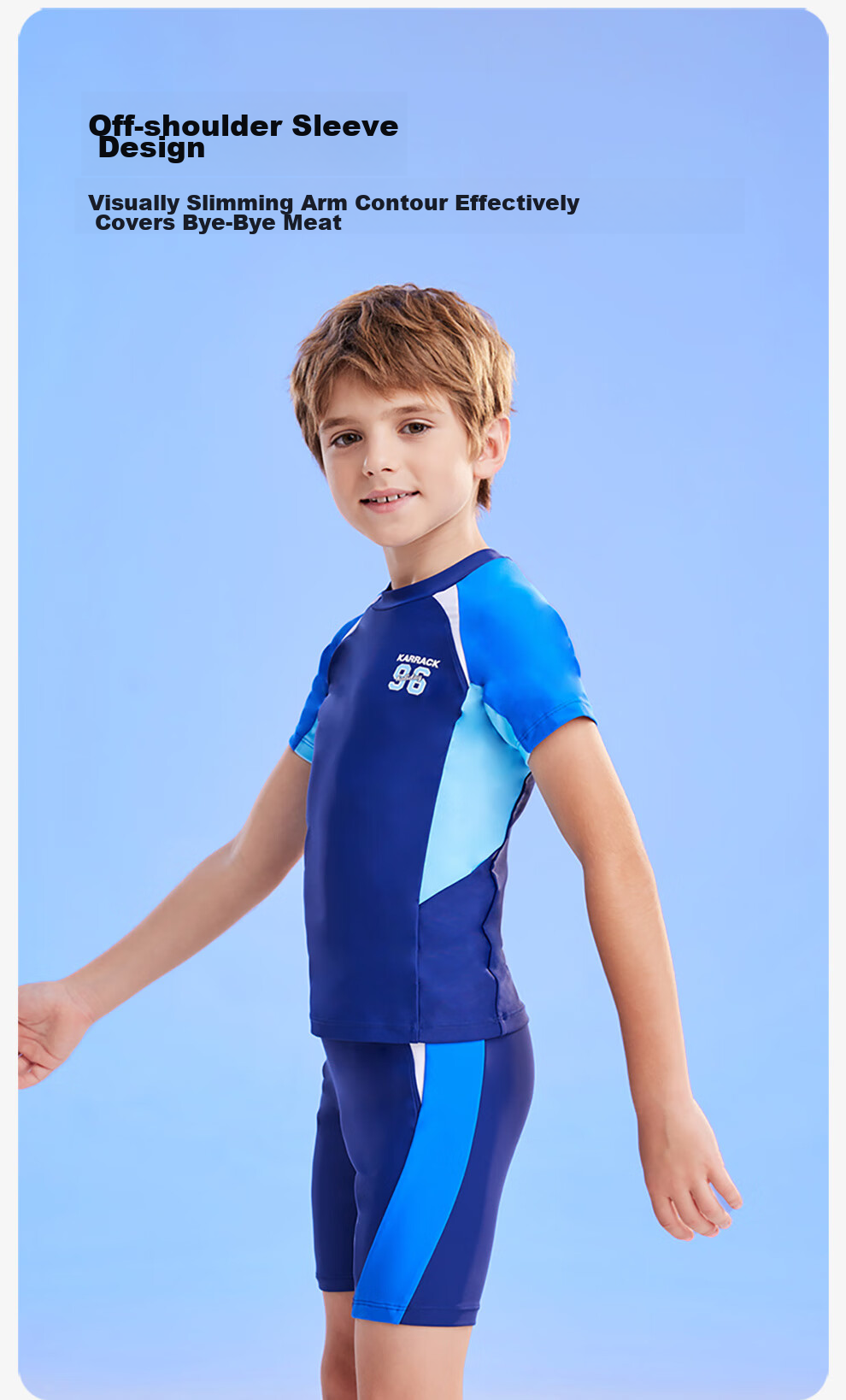 ZOKE Children's Swimwear, Student Sun Protection, Boys' Two-Piece Short-Sleeve Shorts, Beach Water Play Swimsuit, 119503503 4
