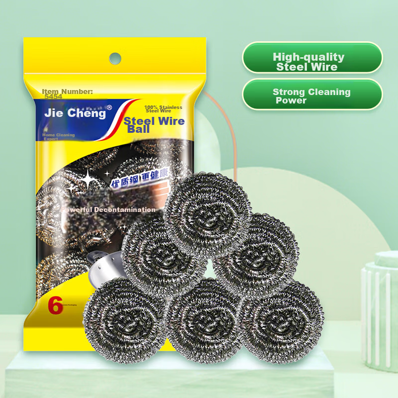 Jiecheng Metal Steel Wool Scrubber, Stainless Steel Cleaning Ball, Pack of 6, Removes Stains And Grease