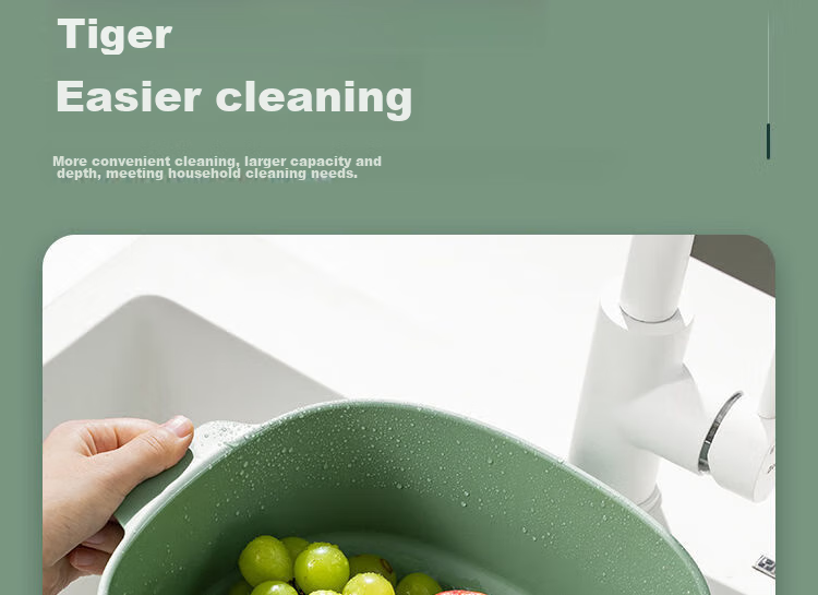 Suncha Double-Layer Colander Set, Kitchen Plastic Fruit Drainer, Vegetable Washing Basket, 6-Piece Set for Home Use 10