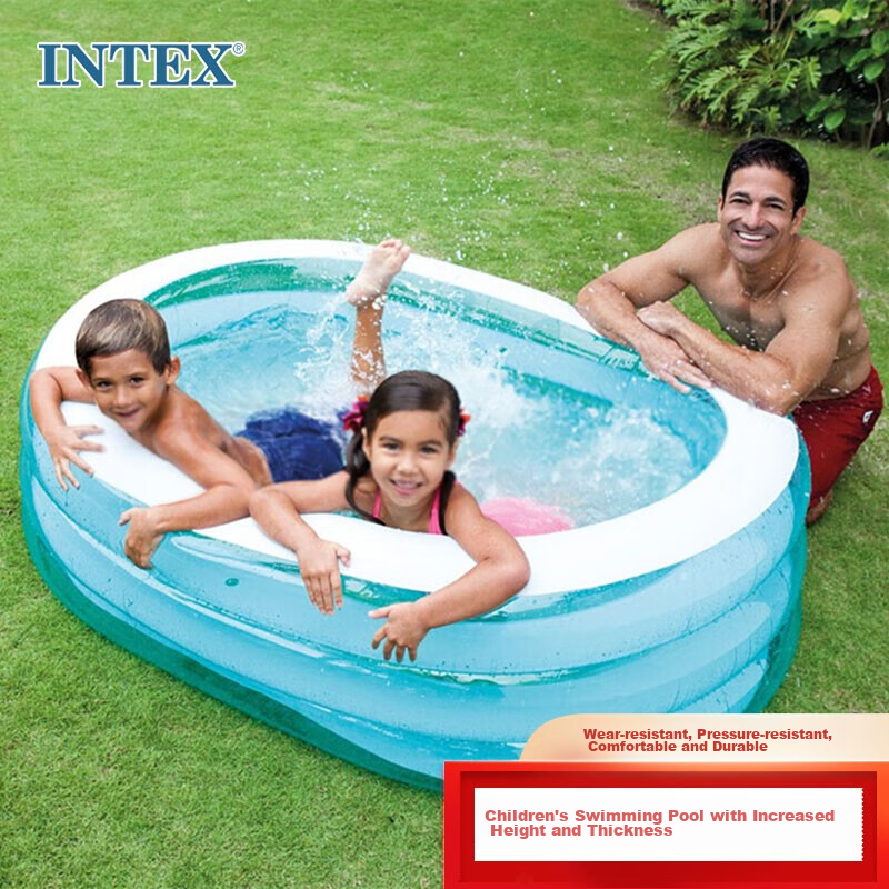 INTEX Transparent Oval Inflatable Pool, Children's Toy Gift, Swimming Pool, Ball Pit, 57482
