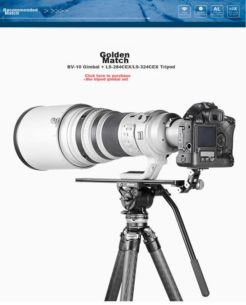 Leofoto Gimbal, Hydraulic Gimbal, DSLR And Mirrorless Camera Telephoto Lens for Video Shooting, Bird Photography, Independent Non-Adjustable Damping Panoramic Hydraulic Gimbal BV-15 15