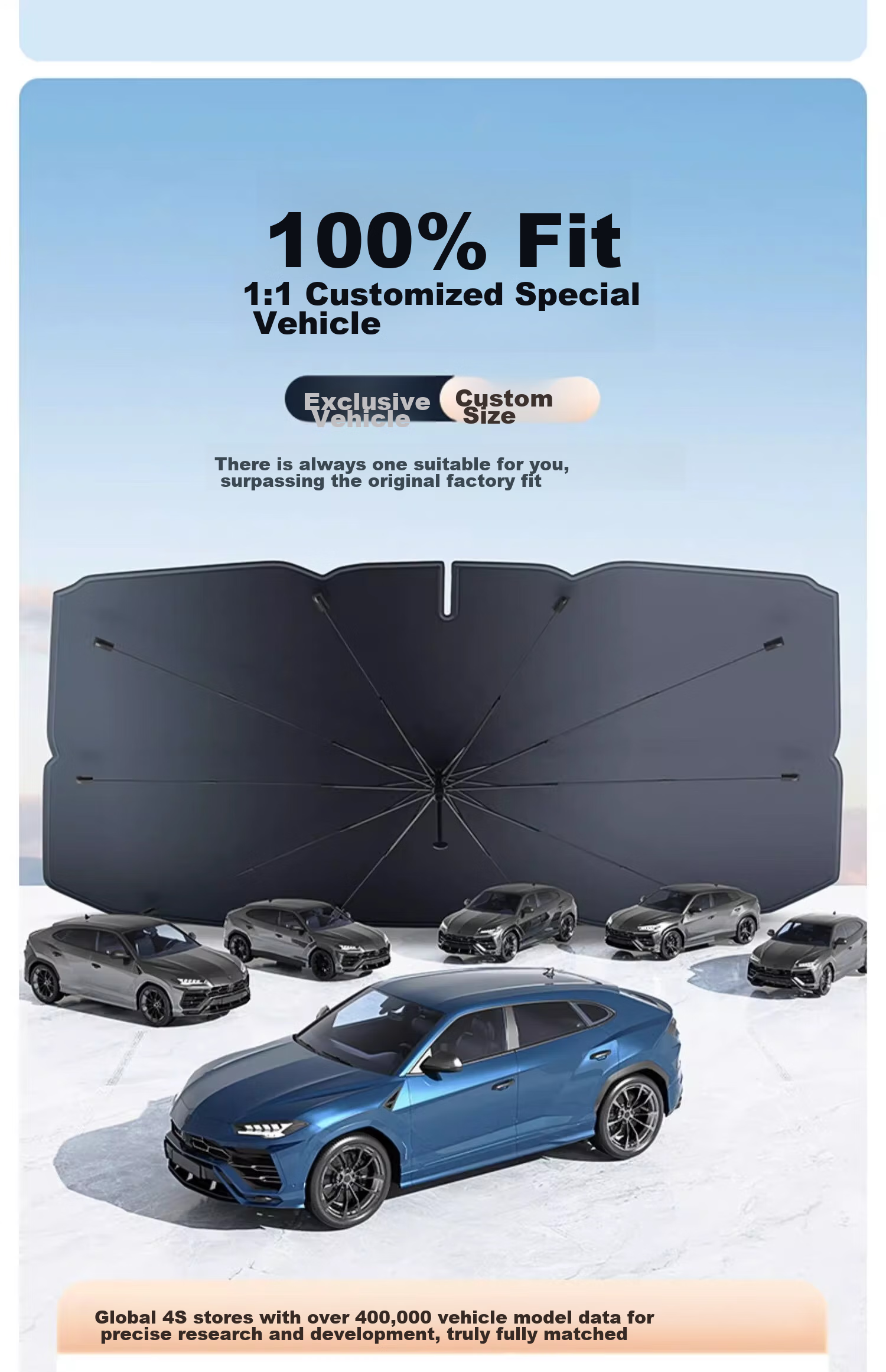 HELLOLEIBOO Laser Car Sunshade, Window Sun Protection, Heat Insulation Sunshade, Car Interior Dedicated Front Windshield Sunshade Cover 21