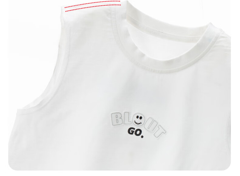 NUBIWU Children's Vest, Summer Pure Cotton Sleeveless Top, Boys' Smiley Face Embroidered Chest Logo, Thin Style, Inner Wear Or Outer Wear, Fashionable T-Shirt 14