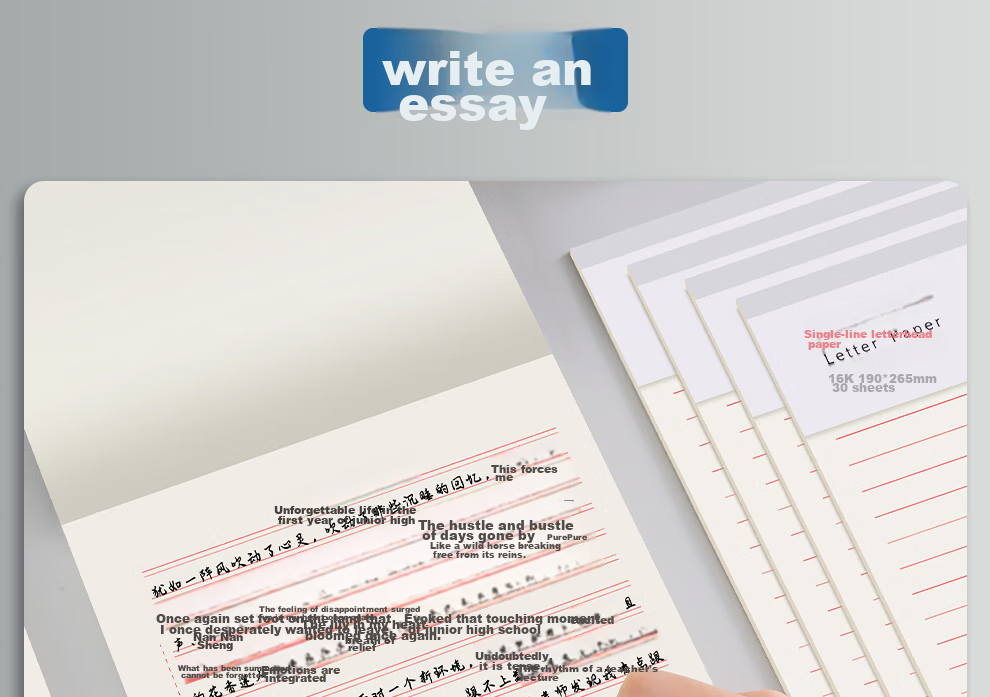 Jiaranheng 10-Pack 16K Single-Line Letter Paper, 300 Sheets Total, Specialized for Letters And Applications, Thickened Notebook Paper for Party Application Essays, Writing Letters, Stationery, Draft Paper, 39601 18