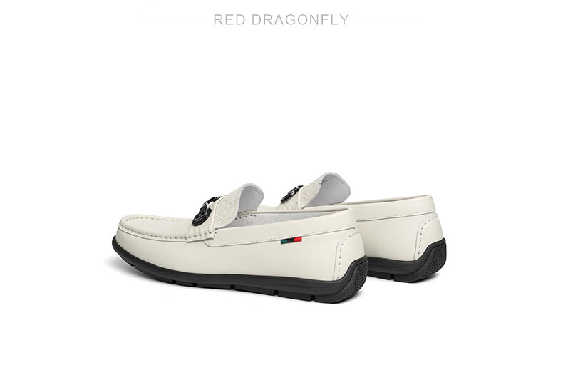 RED DRAGONFLY Genuine Leather Loafers for Men, New High-End Casual Leather Shoes, Soft Sole Slip-On Business Shoes WHA15520 Black Size 40 6
