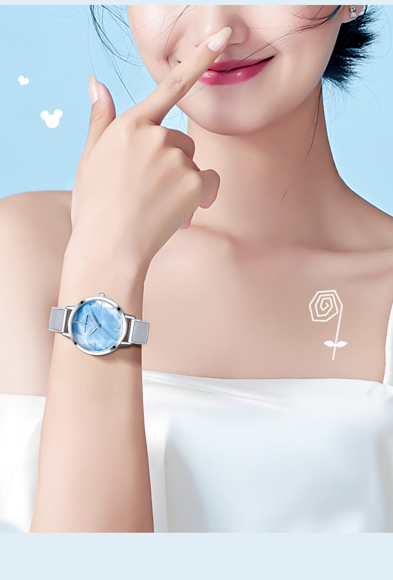 Disney Women's Starry Sky Watch, Instagram-Style Youth Wristwatch, Luxury Niche Ladies Bracelet, Valentine's Day Gift for Wome 11