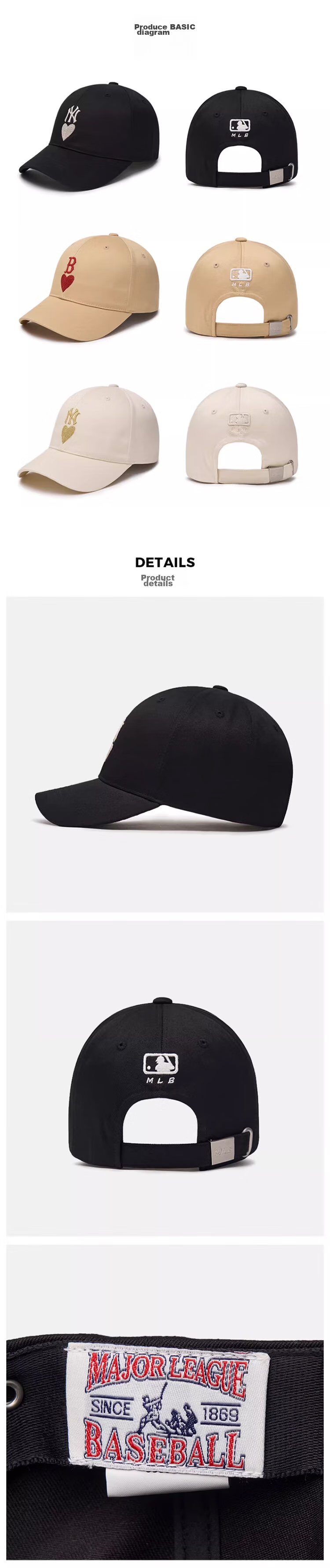 MLB Baseball Cap for Men And Women, Couples' Hard Brim Visor Hat, Autumn Winter Sports Cap, All Seasons, 3ACPH014N-43BGL 5