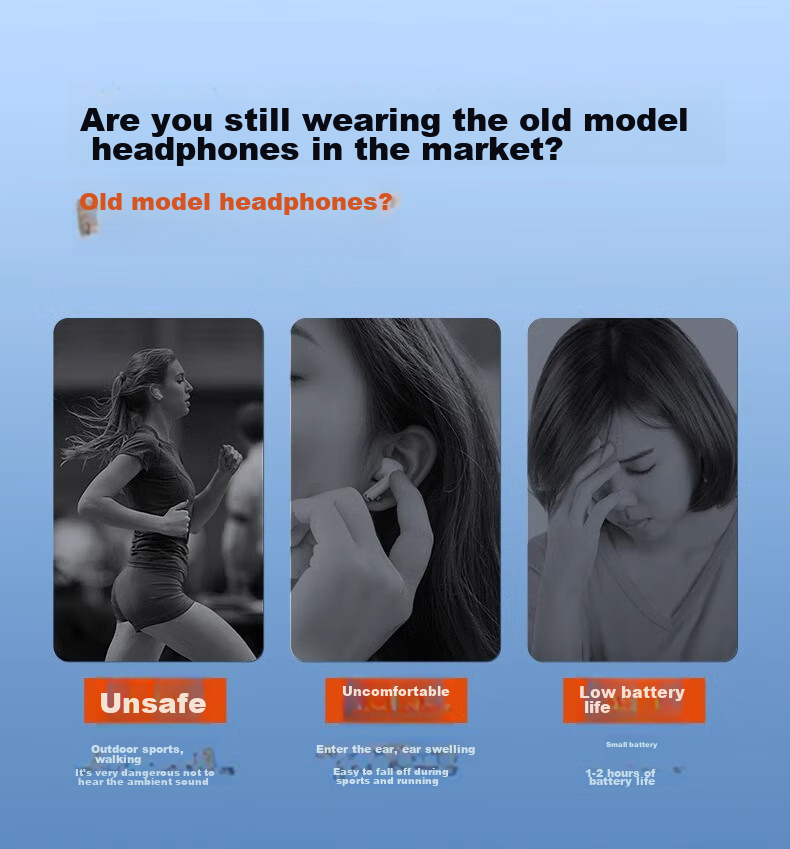 Dacom FreeBeats Sports Bluetooth Headphones, Non-In Open-Ear Headphones, Wireless Ear-Hook Air Conduction Headphones for Running, Suitable for Men And Women, Compatible with Apple, Huawei, Xiaomi, Orange 3