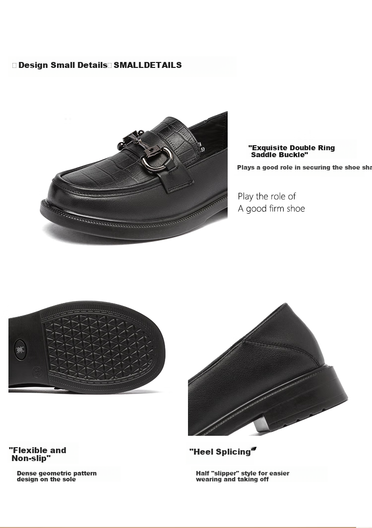 SPIDER KING Women's Single Shoes, Cowhide Leather, British Style Versatile Loafers, Fashionable Thick-Soled Comfortable Slip-On Shoes for Women, 090327A, Black, Size 40 2
