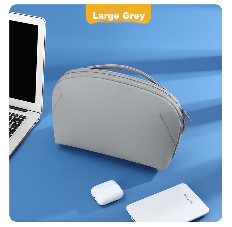 BUBM Digital Storage Bag, Portable 3C Cable, USB Drive Travel Pouch, Charging Cord Volcano Bag Storage Box, Large Size, Smog Blue 17