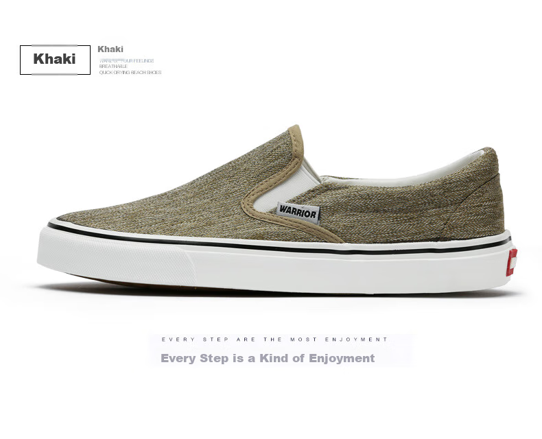 Warrior Canvas Shoes for Men, Comfortable Slip-On Loafers, Traditional Beijing Cloth Shoes, Casual Footwear A066 Gray 41 15