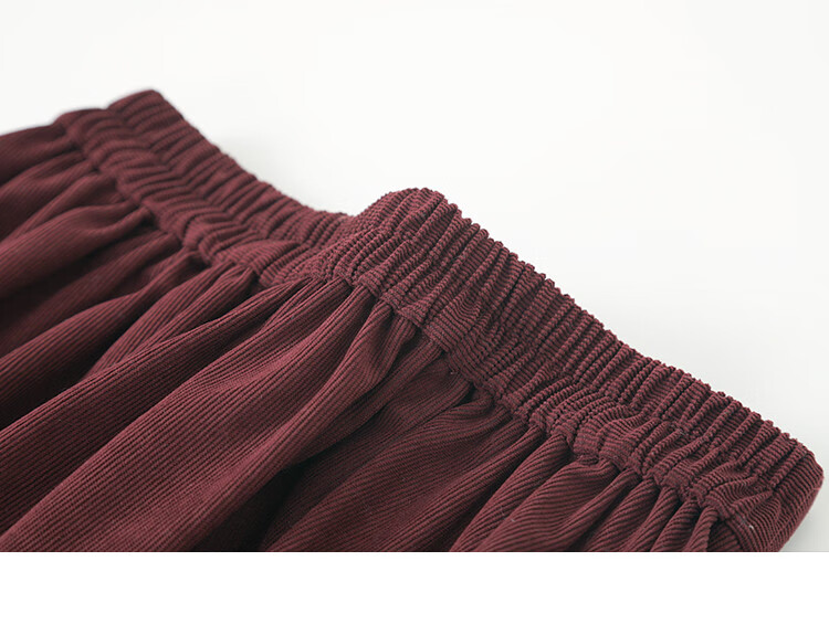 Dme [Crimson French-Style Midi Skirt], Waist-Symmetric Pleated Sharp Long Skirt, Crimson, M 15