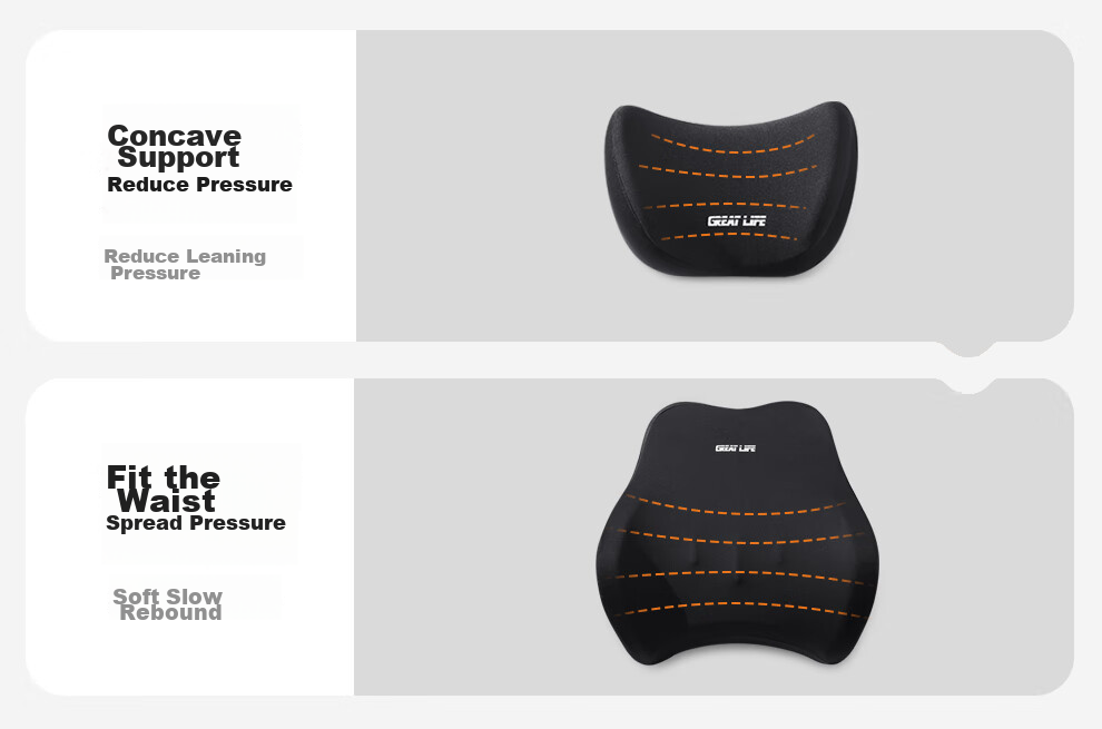 GREAT LIFE Car Headrest And Lumbar Support Set with Memory Foam Neck Pillow And Waist Cushion, In-Car Neck Protection And Lumbar Support Pad 4
