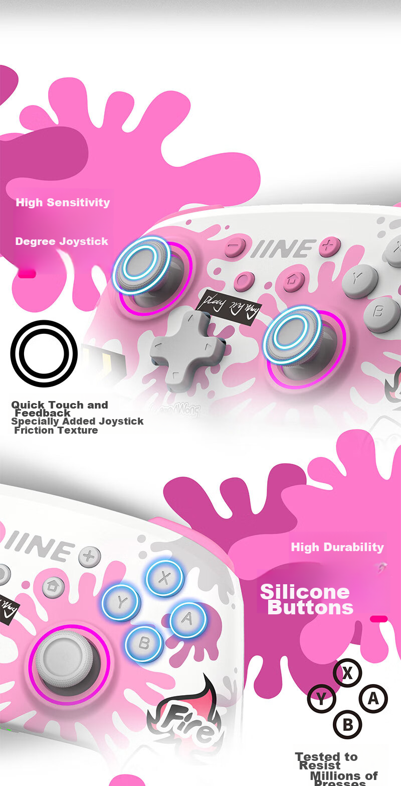 Liangzhi (INE) Compatible with Switch/switch2 Controller, Wireless Bluetooth Wake-Up Pro Controller, PC Computer Steam NFC Function, Splatoon Accessories 7