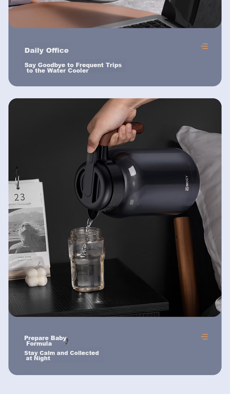 IMOGY IMOGY Insulated Thermos for Home Use, Tea Steeping Pot with Temperature Display, Hot Water Kettle, 316L Stainless Steel Steeping Pot, Warm Water Jug 15