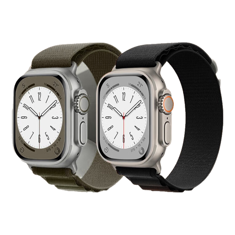 ESCASE Nylon High Mountain Loop Band for Apple Watch, Compatible with Ultra 3/SE 3/S 11/10/9/8/7, Wristband for 49/45/44/42MM, Gree