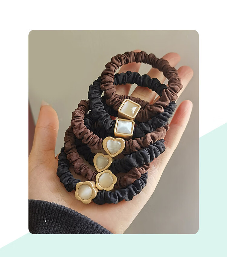 CHIMERA 4 Ponytail Hair Ties, Simple Glazed Heart-Shaped Hair Bands, Hair Ties for Women, Mid-Autumn Festival Gift 8