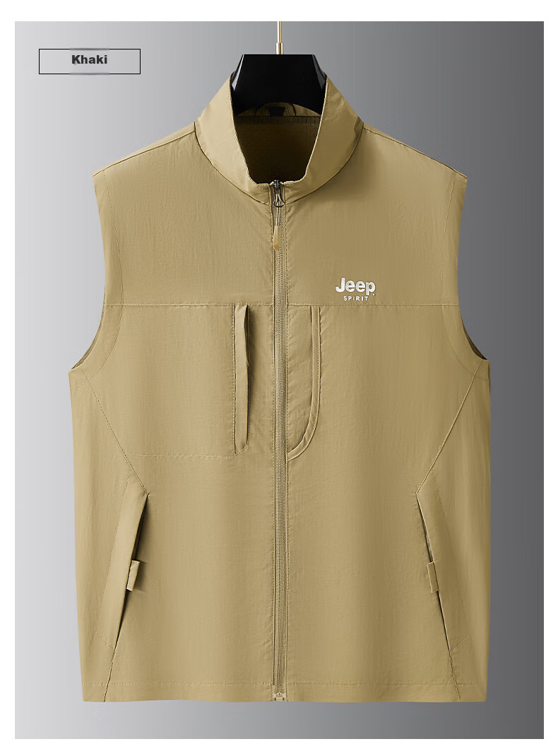 JEEP SPIRIT Men's Spring and Autumn Casual Sleeveless Vest Military Green XL 28
