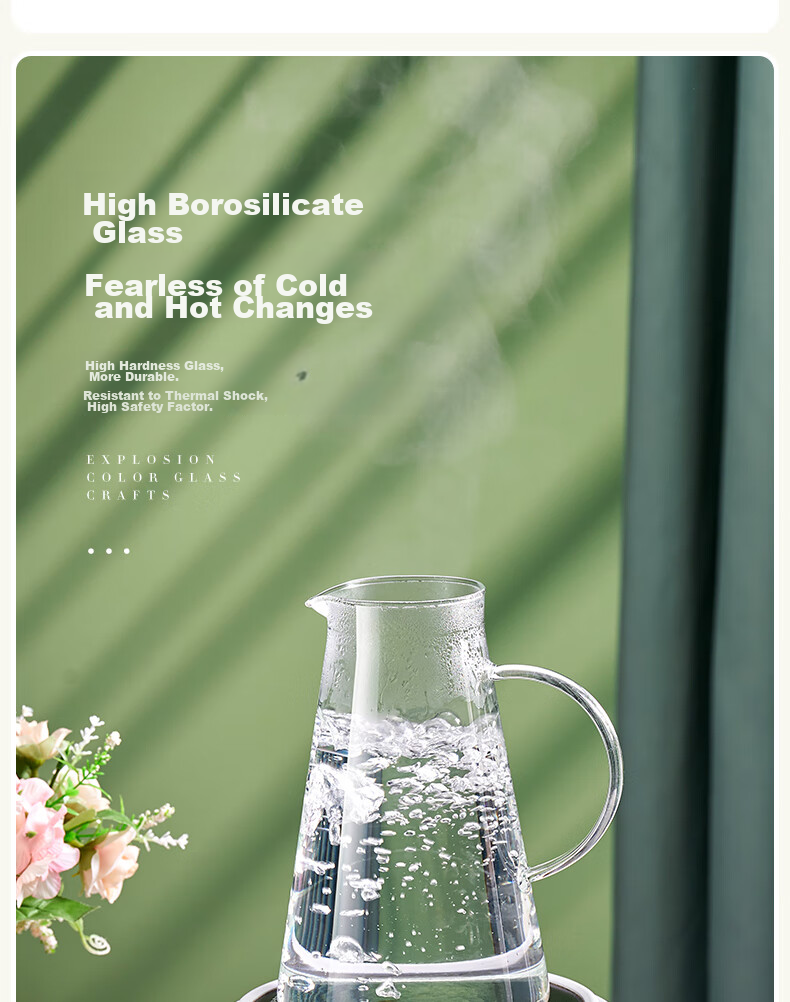 Jieanxi Large Capacity Cold Water Pitcher, Heat-Resistant High Borosilicate Glass Kettle for Home Use, 1.8L Student Gift 3