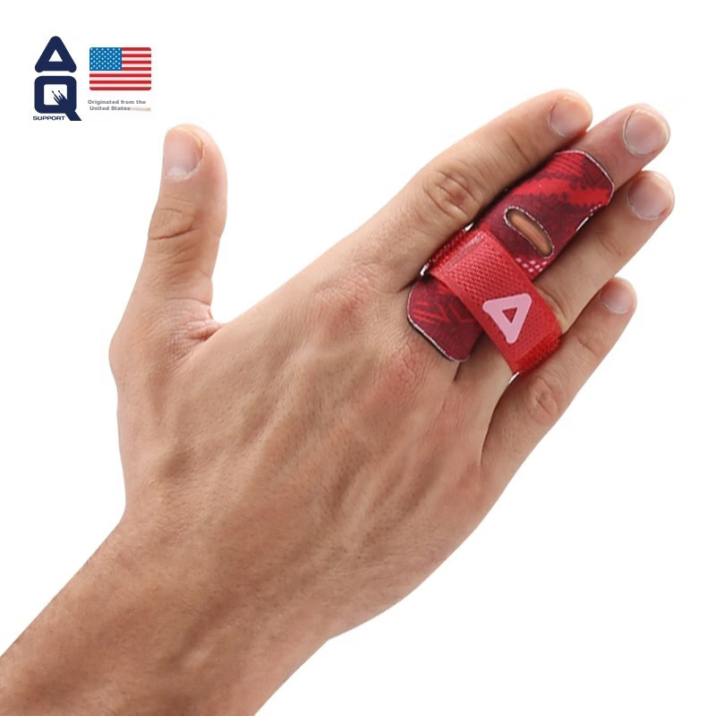 AQ Finger Immobilization Protective Sleeve for Sports, Basketball, Volleyball, Red Totem Compression Style, Single Pack B30925L/XL