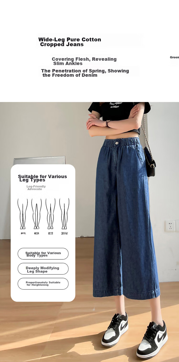 Dme Summer Pure Cotton Women's Casual Pants, Thin Loose-Fit Non-Stretch Wide-Leg Jeans, Straight-Leg Cropped Jeans for Wome 4
