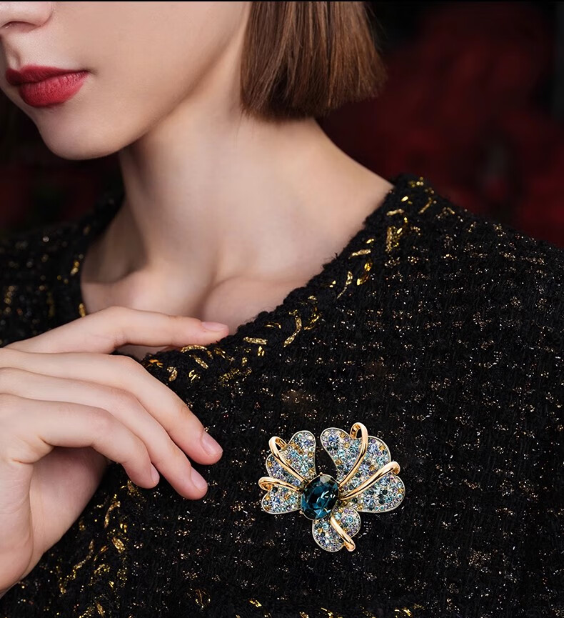 Eternelle French Eternal European Retro Iris Brooch, High-End Jewelry for Women, Austrian Crystal Corsage 5