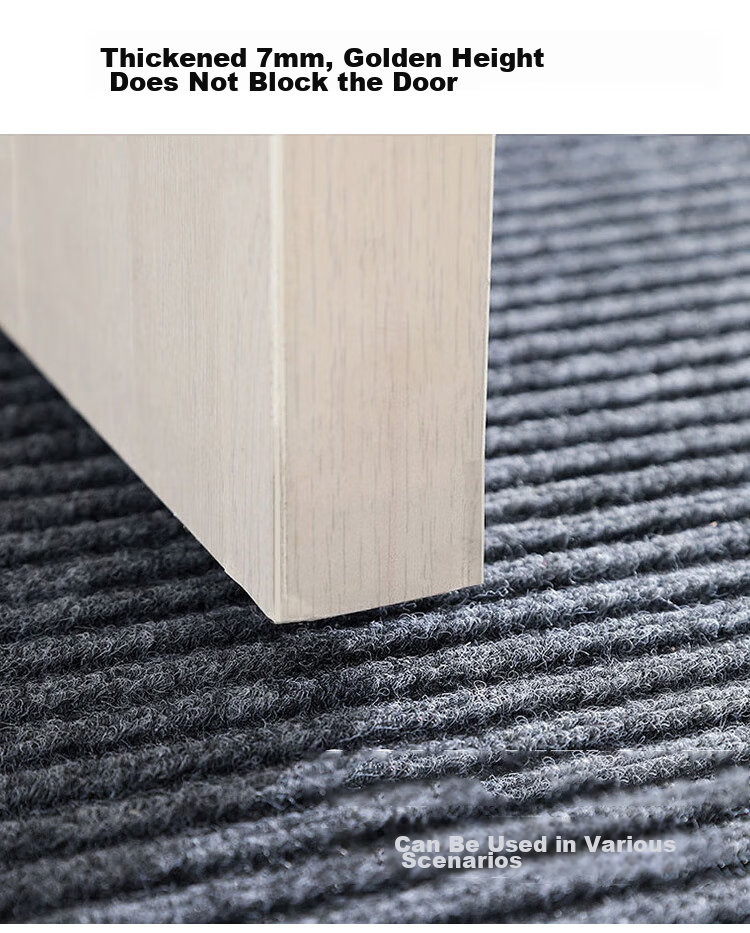 DIYIN Entrance Mat, Doormat with Mud Scraper, Water-Absorbing Carpet, Non-Slip Floor Mat, Double Striped Dark Red without Text, 60*90cm 8