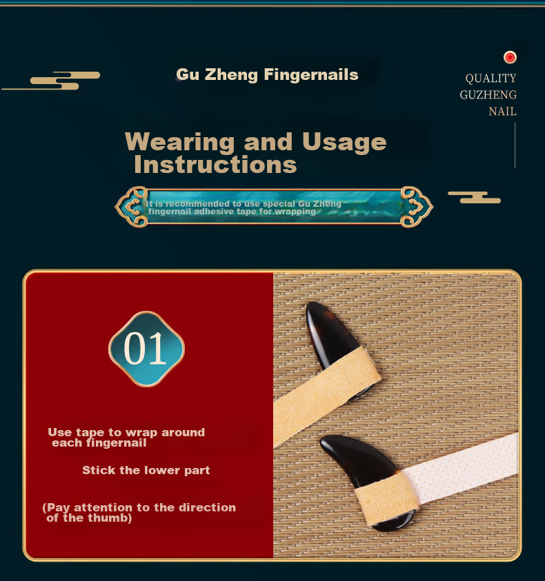 Asasi Guzheng Fingernails, Professional Performance Style, for Children And Adults, Beginner Fingernail Pieces, 8 Pieces, Large Size 9