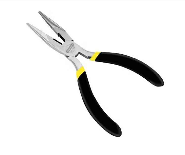 STANLEY Black Double Plastic Handle Needle-Nose Pliers, Electrician's Needle-Nose Gripping Pliers, Wire Cutters, 5 Inches, 84-100 1