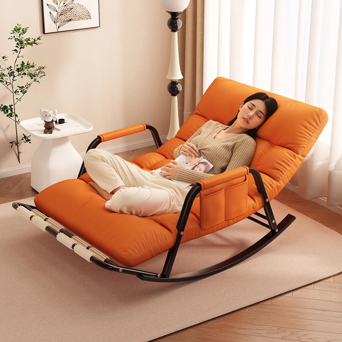 Millennium Mansion Rocking Chair Adult Recliner Sleep Elderly Massage Chair Double Lazy Sofa Balcony Living Room Leisure Chair