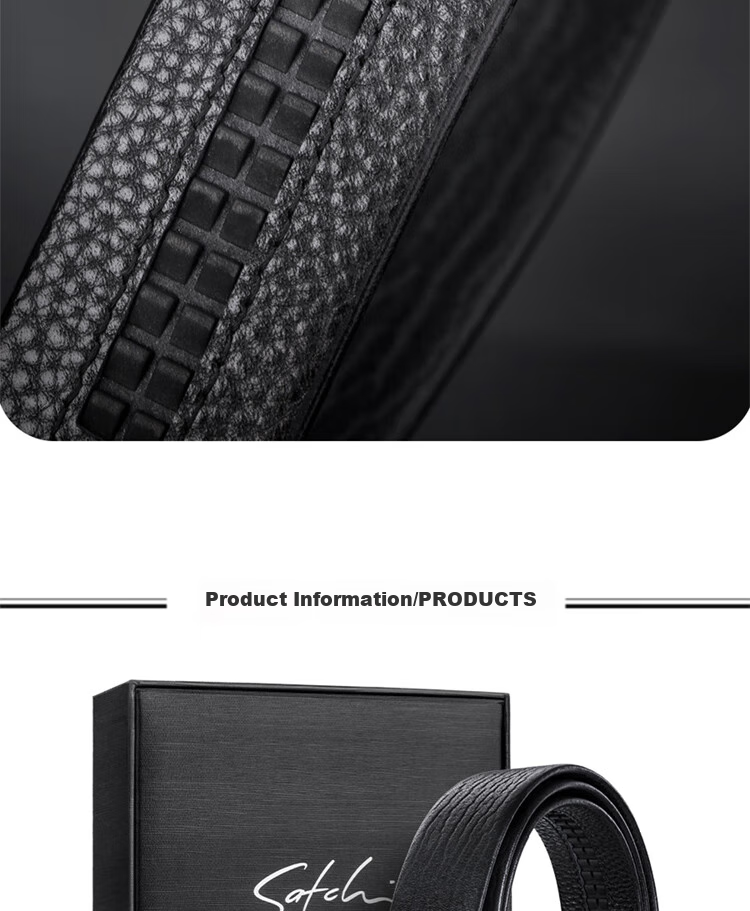 SATCHI Men's Belt, Business Light Luxury, Inner Wear Automatic Buckle, Top-Grain Leather Waistband, Gift for Boyfriend Or Husband, Gift Box 115 9