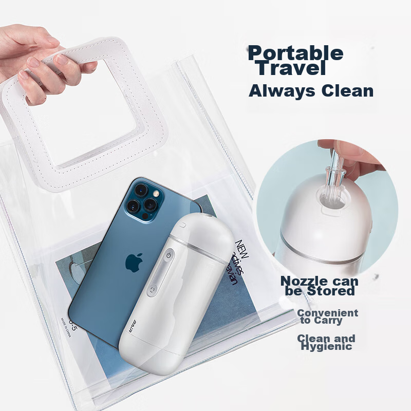 BAIR Professional Portable Water Flosser, Retractable Portable Orthodontic Cleaning Ultrasonic Water Flosser for Braces, Dental Cleaning Device Gift Box Set V3 Freedom White