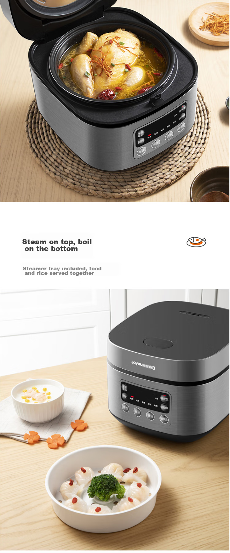Joyoung Rice Cooker, 3L Large Capacity, High Power, Smart Reservation Cooking, Anti-Overflow, Home Mini Rice Cooker, F-30FZ630 24