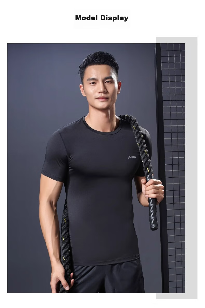 Li-Ning Men's Compression T-Shirt, Sports Fitness Wear, Basketball Football Training Compression Quick-Dry Shirt, Running Short-Sleeve Top, 2XL 8
