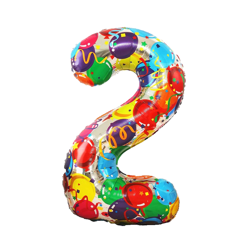 Duomeiyi Balloon Number 2 Birthday Scene Decoration, Children's Boy Girl Happy Birthday First Birthday Setup Decorations