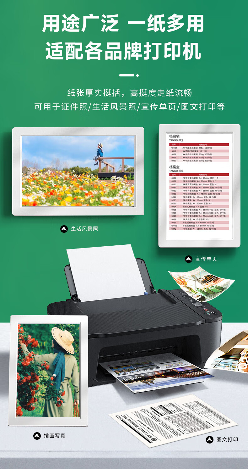TANGO Photo Paper, 180g High Gloss Inkjet Printing Paper, 3R/5 Inch, for Journaling Materials, DIY Crafts, Family Photo Albums, Children's Growth Certificates, 100 Sheets/pack, New Green, TANGO 1